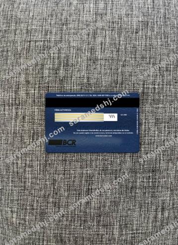 Costa Rica The Bank of Costa Rica (BCR) visa business card photolook back